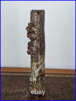 Tall British studio pottery sculpture with volcanic glaze and brutalist organic