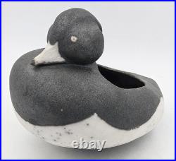 Tessa Oates Raku Fired Studio Pottery Tufted Duck Vessel / Planter 20th Century