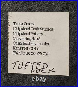Tessa Oates Raku Fired Studio Pottery Tufted Duck Vessel / Planter 20th Century