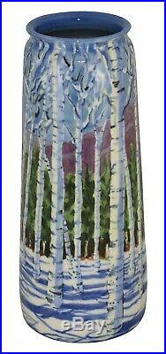 Tim Eberhardt Pottery Scenic Winter Forest And Mountains Vase