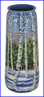 Tim Eberhardt Pottery Scenic Winter Forest And Mountains Vase