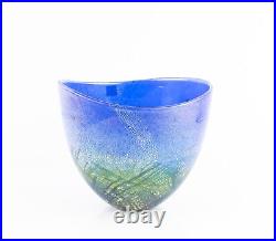 Timothy Harris For Isle Of Wight'blue Seagulls' Glass Open Bowl Vase Signed Timothy Harris For Isle Of Wight'blue Seagulls' Glass Open Bowl Vase Signed