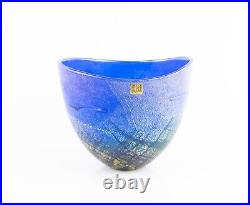 Timothy Harris For Isle Of Wight'blue Seagulls' Glass Open Bowl Vase Signed Timothy Harris For Isle Of Wight'blue Seagulls' Glass Open Bowl Vase Signed
