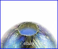 Timothy Harris For Isle Of Wight'blue Seagulls' Glass Open Bowl Vase Signed Timothy Harris For Isle Of Wight'blue Seagulls' Glass Open Bowl Vase Signed