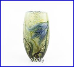 Timothy Harris For Isle Of Wight'english Bluebell' 2003 Glass Trial Vase Signed