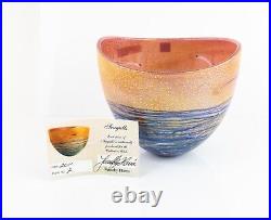 Timothy Harris For Isle Of Wight'golden Seagulls' Large Glass Open Bowl Vase Timothy Harris For Isle Of Wight'golden Seagulls' Large Glass Open Bowl Vase