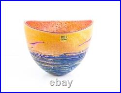 Timothy Harris For Isle Of Wight'golden Seagulls' Large Glass Open Bowl Vase Timothy Harris For Isle Of Wight'golden Seagulls' Large Glass Open Bowl Vase