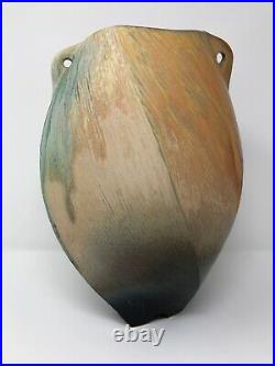 Tom Coleman Altered Porcelain Vase, decorative handle, 12x8x8, layered glazes