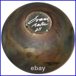 Tony Evans Raku 211 Art Pottery Vase 12 Across Black & Brown Matte Finish