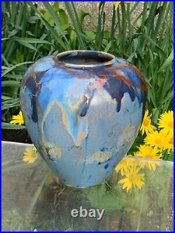Tony Laverick 1988 1992 Vintage Studio Pottery Gold Lustre Vase 8 Inch