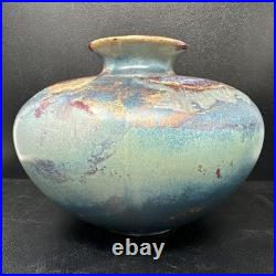 Tony Laverick Studio Pottery vase With Gilt Decoration 26cm diam signed #2914