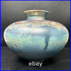 Tony Laverick Studio Pottery vase With Gilt Decoration 26cm diam signed #2914