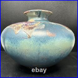 Tony Laverick Studio Pottery vase With Gilt Decoration 26cm diam signed #2914