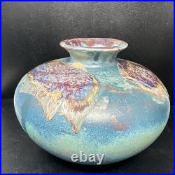 Tony Laverick Studio Pottery vase With Gilt Decoration 26cm diam signed #2914