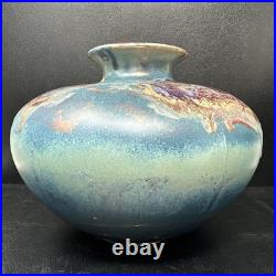 Tony Laverick Studio Pottery vase With Gilt Decoration 26cm diam signed #2914