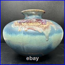 Tony Laverick Studio Pottery vase With Gilt Decoration 26cm diam signed #2914