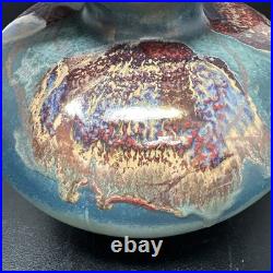 Tony Laverick Studio Pottery vase With Gilt Decoration 26cm diam signed #2914