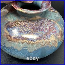 Tony Laverick Studio Pottery vase With Gilt Decoration 26cm diam signed #2914