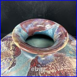 Tony Laverick Studio Pottery vase With Gilt Decoration 26cm diam signed #2914