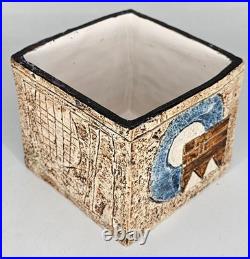 Troika Cornwall Studio Pottery Small Cube Vase Pot PB Penny Black 80mm