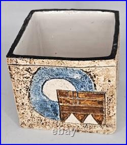 Troika Cornwall Studio Pottery Small Cube Vase Pot PB Penny Black 80mm