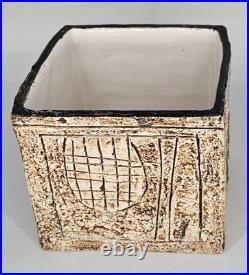 Troika Cornwall Studio Pottery Small Cube Vase Pot PB Penny Black 80mm