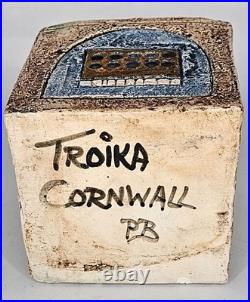 Troika Cornwall Studio Pottery Small Cube Vase Pot PB Penny Black 80mm