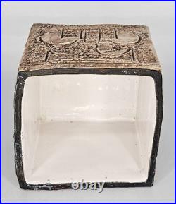 Troika Cornwall Studio Pottery Small Cube Vase Pot PB Penny Black 80mm