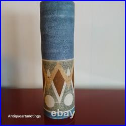 Troika Pottery Louise Jinks Large 37cm Abstract Design Cylinder Vase 1972'ish