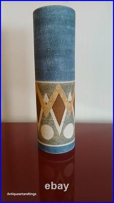 Troika Pottery Louise Jinks Large 37cm Abstract Design Cylinder Vase 1972'ish