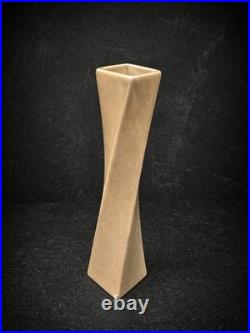 Twisted Ceramic Vase 37cm Sculptural Modernist Beige Studio Piece