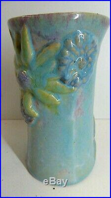 Una Deerbon Applied Flowers Vase Australian Pottery Ceramic Studio