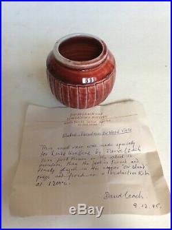 Unique David Leach Porcelain Vase With Signed Letter Of Provenance
