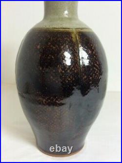 Unique PETER SWANSON Studio Pottery Stoneware Tenmoku Glaze Bottle Vase British