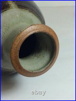 Unique PETER SWANSON Studio Pottery Stoneware Tenmoku Glaze Bottle Vase British