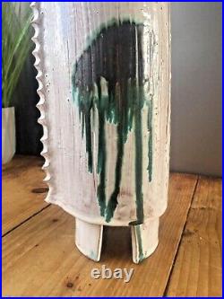 Unknown Unusual Studio Pottery Dripglaze Chimney Vase 60s 70s Abstract Space Age