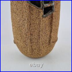 Unmarked Studio Pottery Vase Unsigned Design Textured Brown Surface 17.5cm High Unmarked Studio Pottery Vase Unsigned Design Textured Brown Surface 17.5cm High