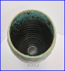 Unusual, Katrina Pechal Ovoid Bucket Vase with Erupting Glaze, Tactile, Signed