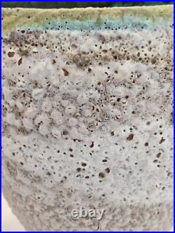 Unusual, Katrina Pechal Ovoid Bucket Vase with Erupting Glaze, Tactile, Signed