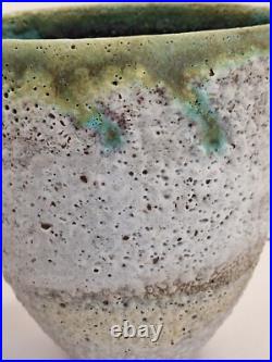 Unusual, Katrina Pechal Ovoid Bucket Vase with Erupting Glaze, Tactile, Signed