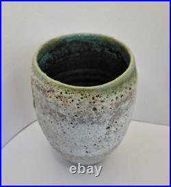 Unusual, Katrina Pechal Ovoid Bucket Vase with Erupting Glaze, Tactile, Signed