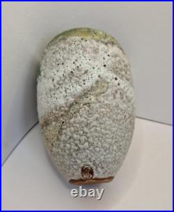 Unusual, Katrina Pechal Ovoid Bucket Vase with Erupting Glaze, Tactile, Signed