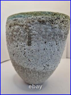 Unusual, Katrina Pechal Ovoid Bucket Vase with Erupting Glaze, Tactile, Signed