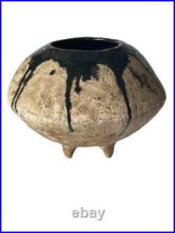 Unusual Studio Pottery Vase Vessel MCM Drip Glaze Earthtone Large Brutalist Unusual Studio Pottery Vase Vessel MCM Drip Glaze Earthtone Large Brutalist