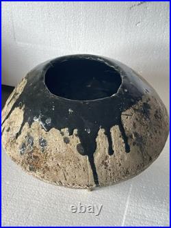 Unusual Studio Pottery Vase Vessel MCM Drip Glaze Earthtone Large Brutalist Unusual Studio Pottery Vase Vessel MCM Drip Glaze Earthtone Large Brutalist