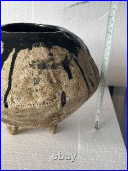 Unusual Studio Pottery Vase Vessel MCM Drip Glaze Earthtone Large Brutalist Unusual Studio Pottery Vase Vessel MCM Drip Glaze Earthtone Large Brutalist
