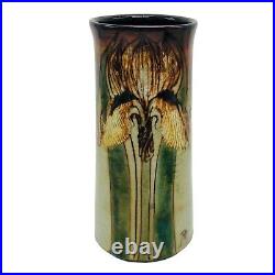 VTG Chelsea Studio Pottery England Vase Iris Orchid Floral Signed Joyce Morgan