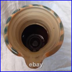 V Large Vtg Willie Carter Studio Pottery Jug Vase Fish & Bumble Bee Impressive