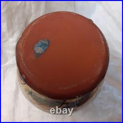 V Large Vtg Willie Carter Studio Pottery Jug Vase Fish & Bumble Bee Impressive