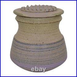Val Cushing Studio Pottery Gray Lavender Covered Stoneware Jar (Artist Signed)